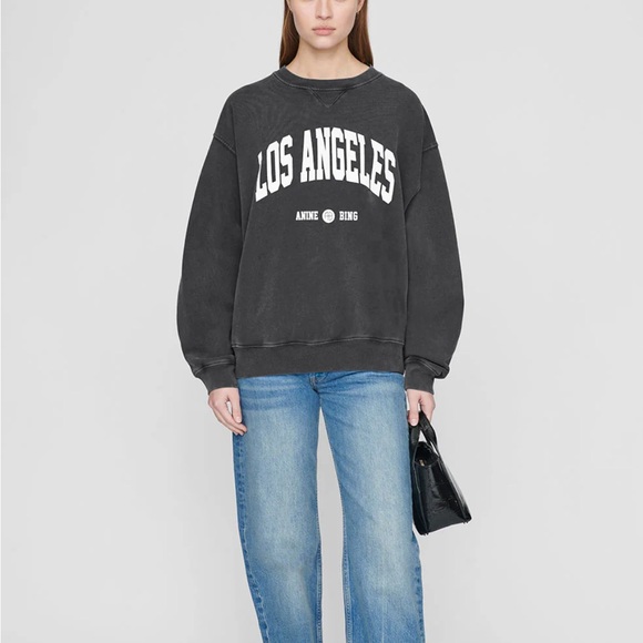 Anine Bing Tops - NEW NWT Anine Bing RAMONA SWEATSHIRT LOS ANGELES WASHED BLACK size L